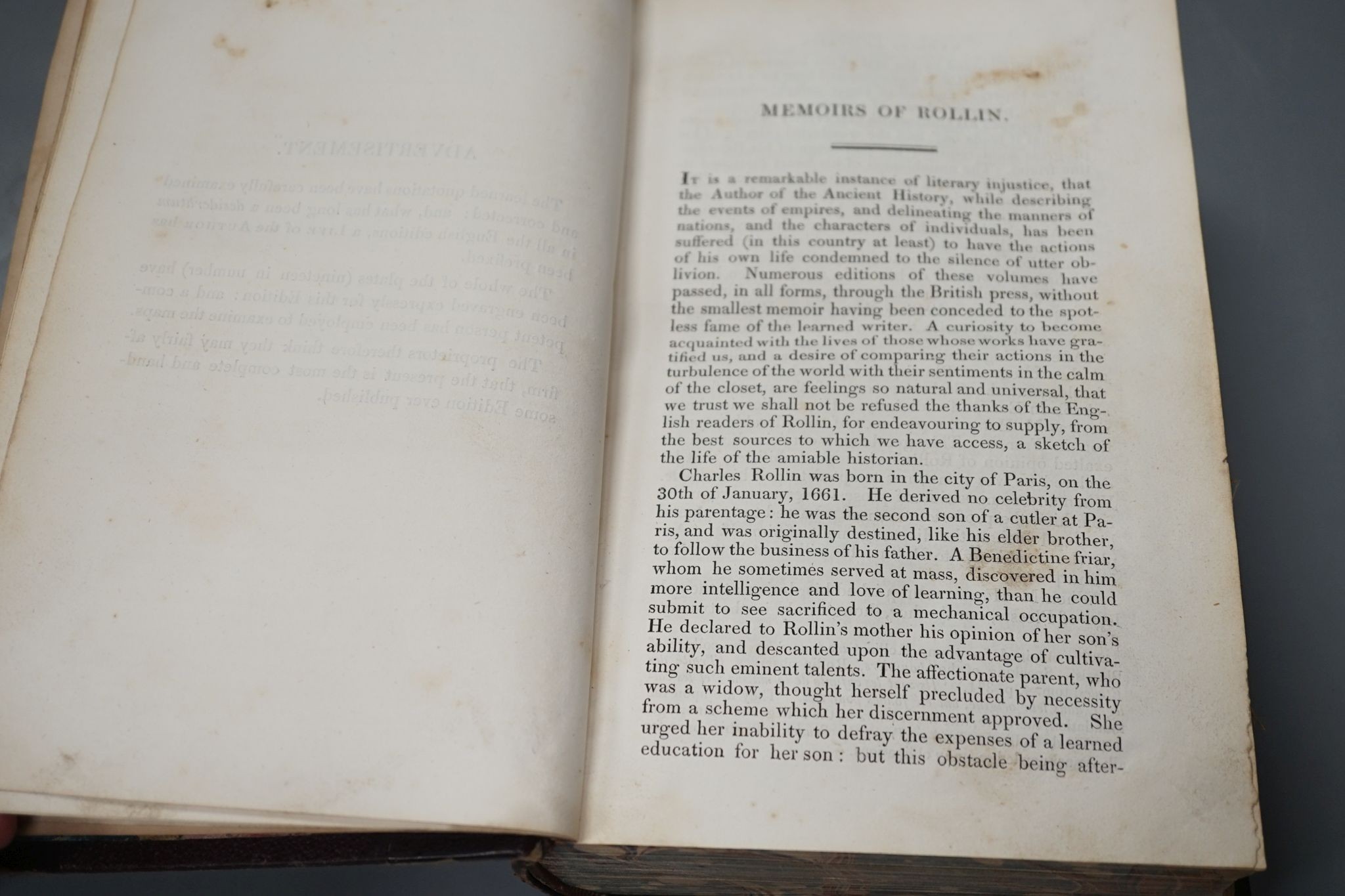 Rollin, Charles - The Ancient History of the Egyptians, Carthaginians, Assyrians, Babylonians (etc), 15th edition revised and corrected ... 8 vols (in 4). maps, (some folded); later 19th century.